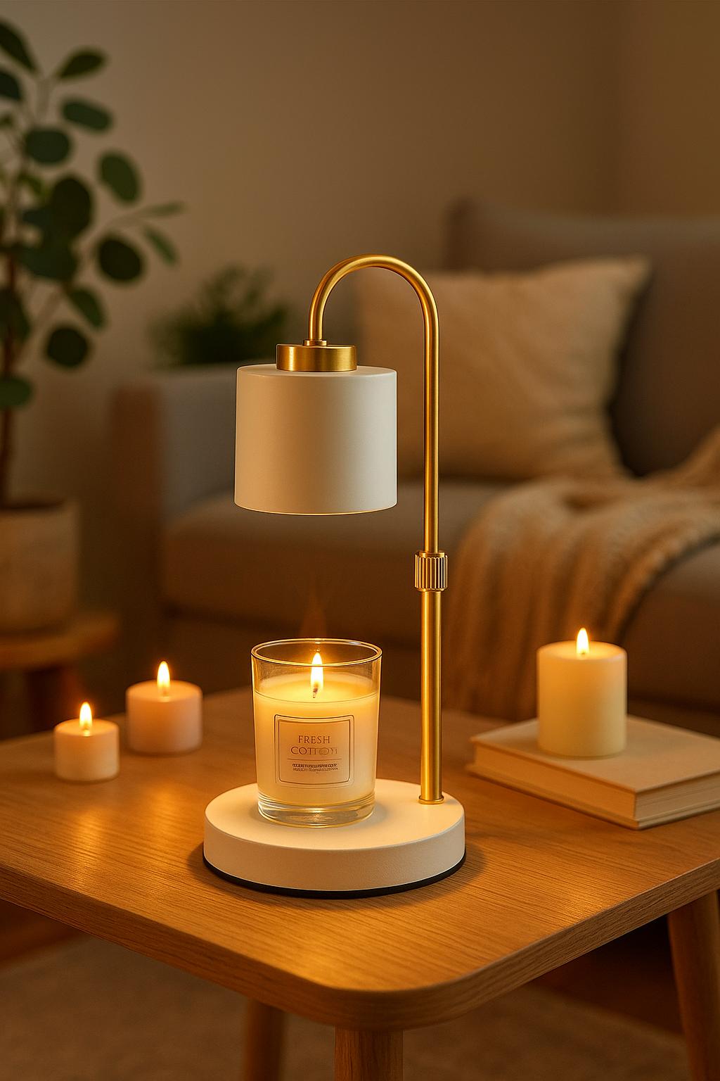 Lampe Chauffe-Bougie Électrique – Réglable et Élégante (Blanche – Prise EU)